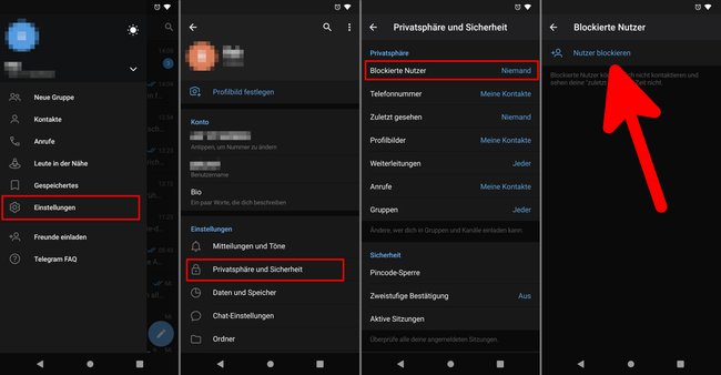 Telegram: So blockiert ihr Nutzer. Bild: GIGA