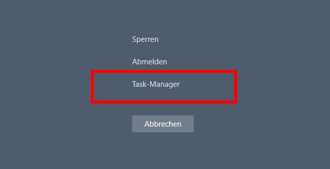 Nachdem ihr gleichzeitig die Tasten Strg + Alt + Entf gedrückt habt, klickt ihr auf „Task-Manager“. Bildquelle: GIGA