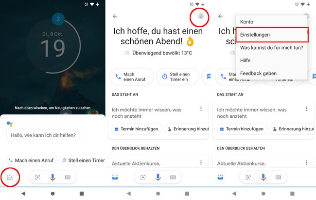 So öffnet ihr die Einstellungen des Google Assistant. Bild: GIGA