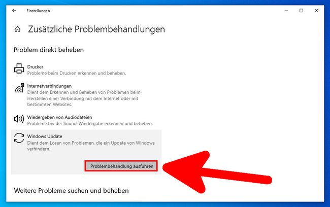 Klickt hier, um beispielsweise Probleme mit Windows-Updates zu beheben. (Bildquelle: GIGA)