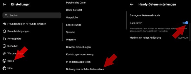 Instagram Data Saver aktivieren