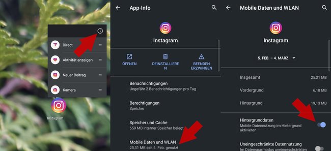 Instagram Hintergrunddaten deaktivieren
