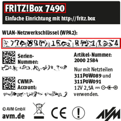 Hier findet ihr den voreingestellten Namen und das Passwort für euer WLAN. Bildquelle: AVM