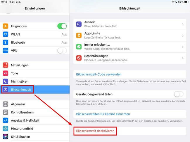 ios12-bildschirmzeit-deaktivieren