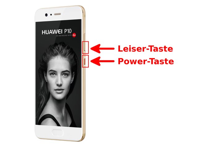 Drückt die Leiser- und Power-Taste, um einen Screenshot zu erstellen. Bild: Huawei / Editiert: GIGA