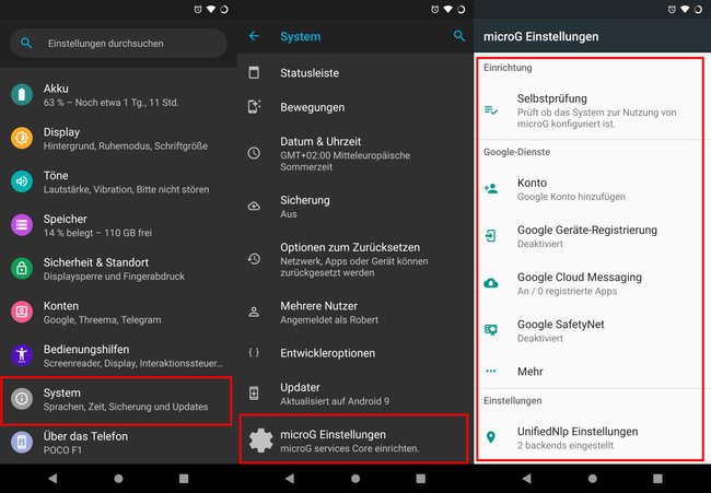 microG ist in „LineageOS for microG“ enthalten, um die Google-Synchronisierung und -Apps weiterhin nutzen zu können. Bild: GIGA