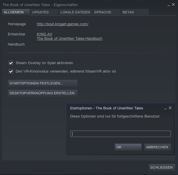 Hier gebt ihr die Startparamter für ein Steam-Spiel ein.