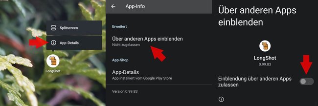 Scrollshot Android Longshot App einblenden