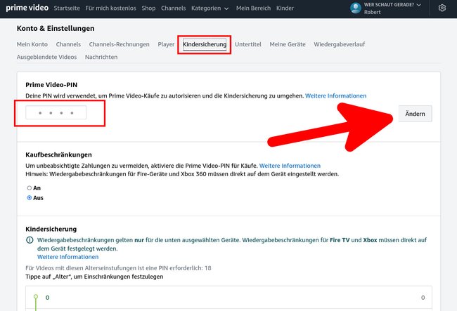Hier ändert ihr euren PIN für Amazon Prime Video. (Bildquelle: GIGA)