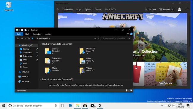 Helle Taskleiste und dunkle Fenster lassen sich in Windows 10 auch einstellen.