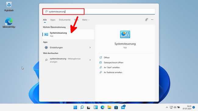 Tippt im Startmenü einfach „Systemsteuerung“ ein. Bid: GIGA