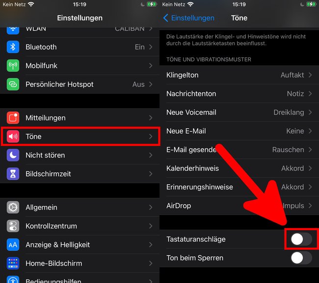 iPhone: So deaktiviert ihr die Tastentöne. (Bildquelle: GIGA)