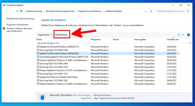 So deinstalliert ihr Updates in Windows 10. (Bildquelle: GIGA)