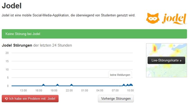 Störungsmeldung Jodel allestörungen.de