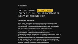 Wikipedia ist heute offline: Protest gegen Artikel 11 und 13 der EU-Urheberrechtsreform