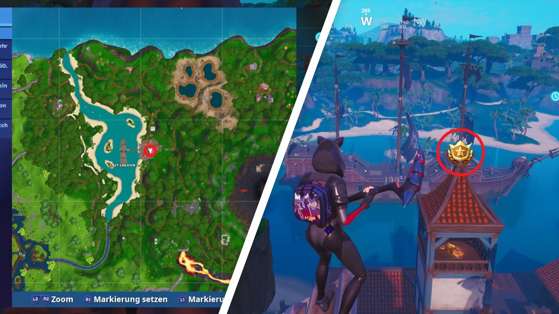 Fortnite Geheimer Stern In Woche 1 Fundort Fur Den Ladebildschirm - lazy lagoon liegt im nordostlichen bereich der karte welcher in season 8 komplett neu gestaltet wurde orientiert euch also am piratenschiff und ihr werdet