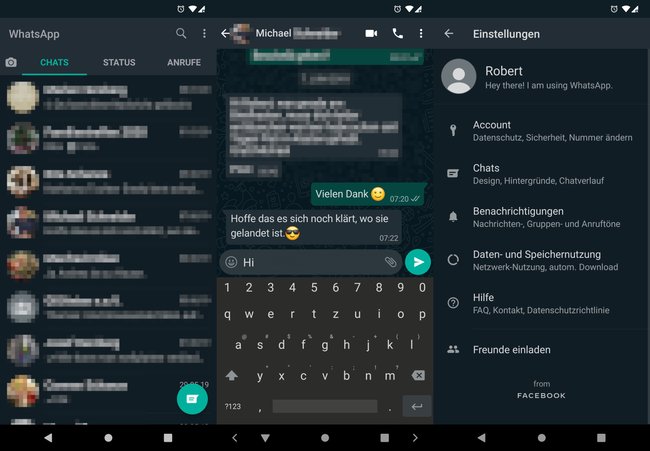 Whatsapp im Dark-Mode. Bild: GIGA