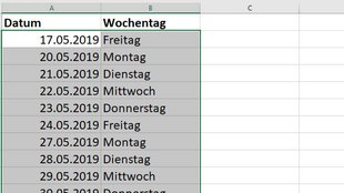 Excel: Fortlaufende Datumsangaben ohne Wochenende erstellen – so geht's