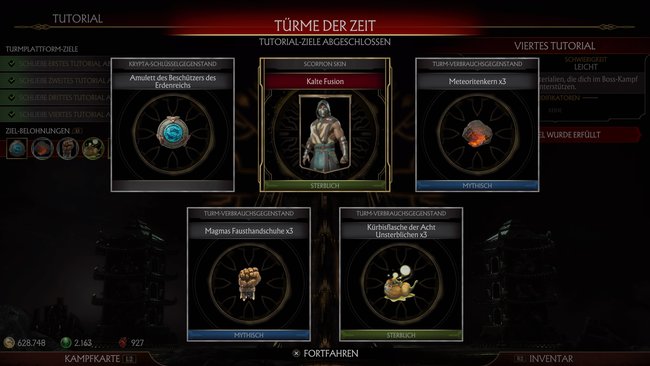 Erfüllt alle Tutorial-Ziele in den Türmen der Zeit und ihr bekommt das Amulett (links oben).