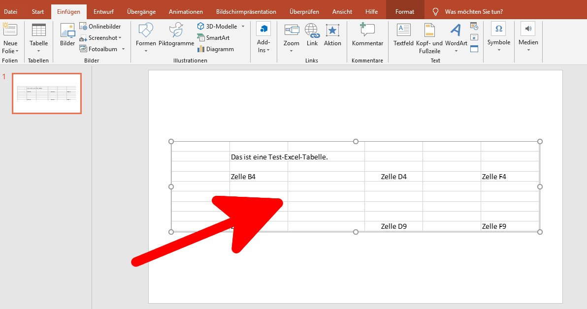 Excel-Tabelle in PowerPoint einfügen - so geht's