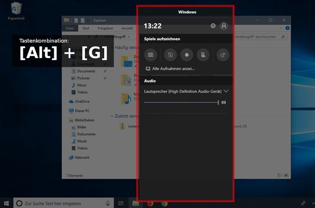 Das ist der „Screen Recorder“ in Windows 10. Bild: GIGA