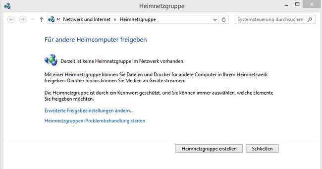 Ab Windows 10 Version 1803 gibt es keine Heimnetzgruppen mehr.