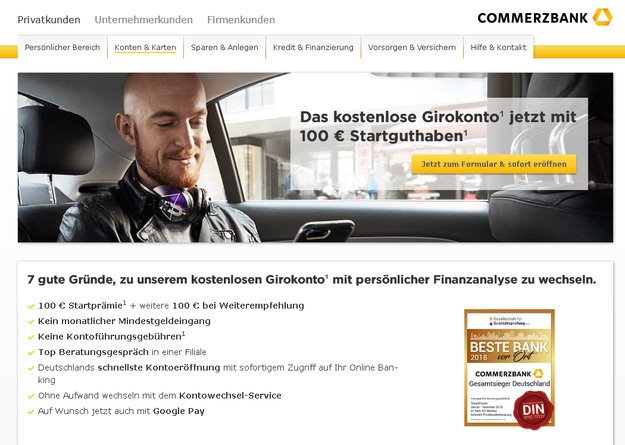 GIGA erklärt Online-Banken: Commerzbank mit kostenlosem Konto, Kreditkarte und 100 € Startguthaben