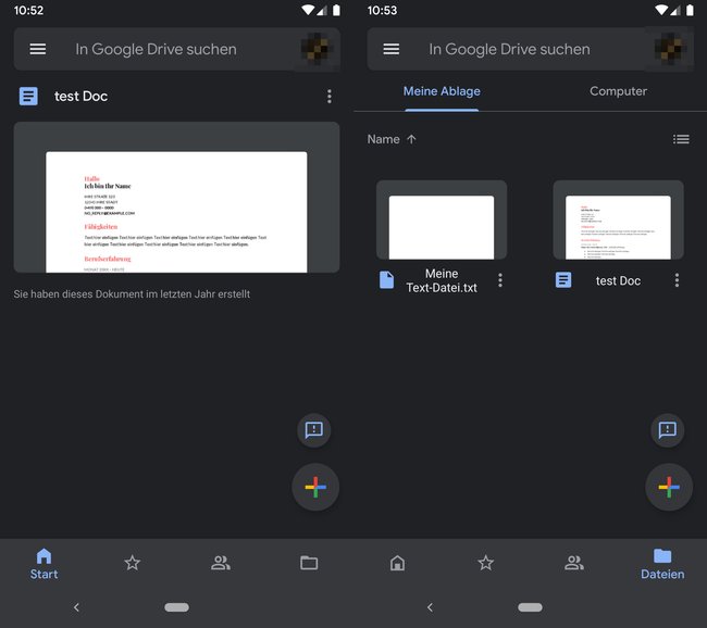 So sieht die App „Google Drive“ im Dark Mode aus. Bild: GIGA