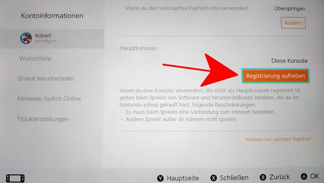 Hier wird der Status „Hauptkonsole“ (Primäre Switch) aufgehoben. Bild: GIGA