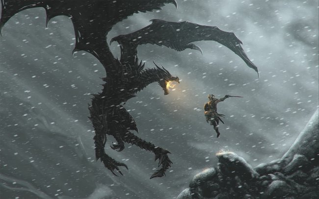 Skyrim Drachen Kampf