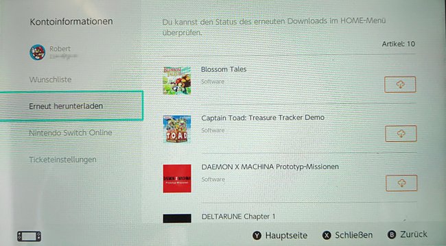 Aus dem eShop ladet ihr eure dort gekauften Switch-Spiele erneut herunter. Bild: GIGA