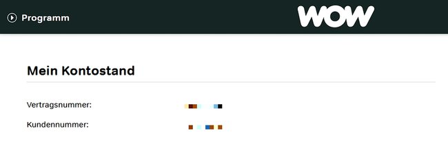 WOW Sky Ticket Vertrags- und Kundennummer