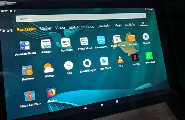 Auf dem Fire Tablet HD 10 (2019) kann man unter anderem auch den Google Play Store und WhatsApp installieren. Bild: GIGA