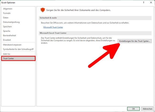 Dritter Schritt, um Excel-Makros zu aktivieren. Bild: GIGA