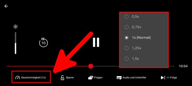 Hier lasst ihr in Netflix ein Video schneller abspielen. Bild: GIGA