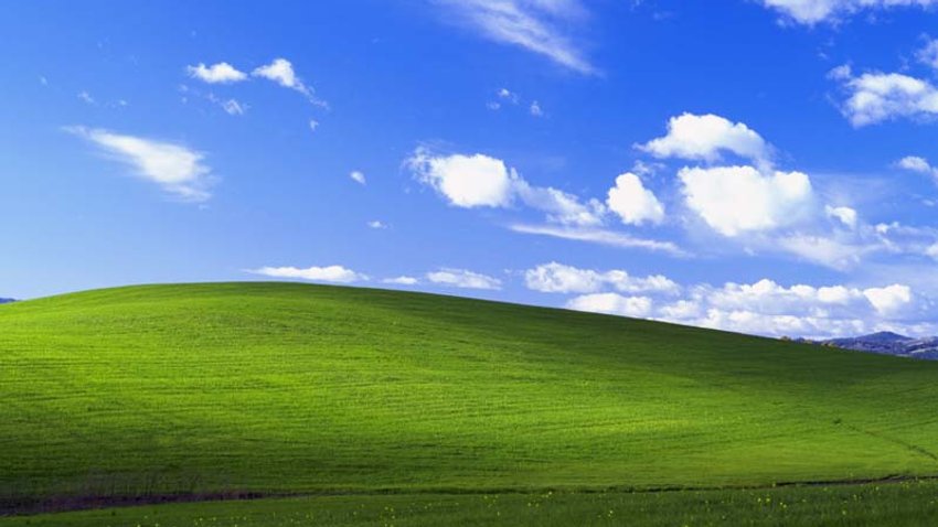 Das Standard-Hintergrundbild von Windows XP.