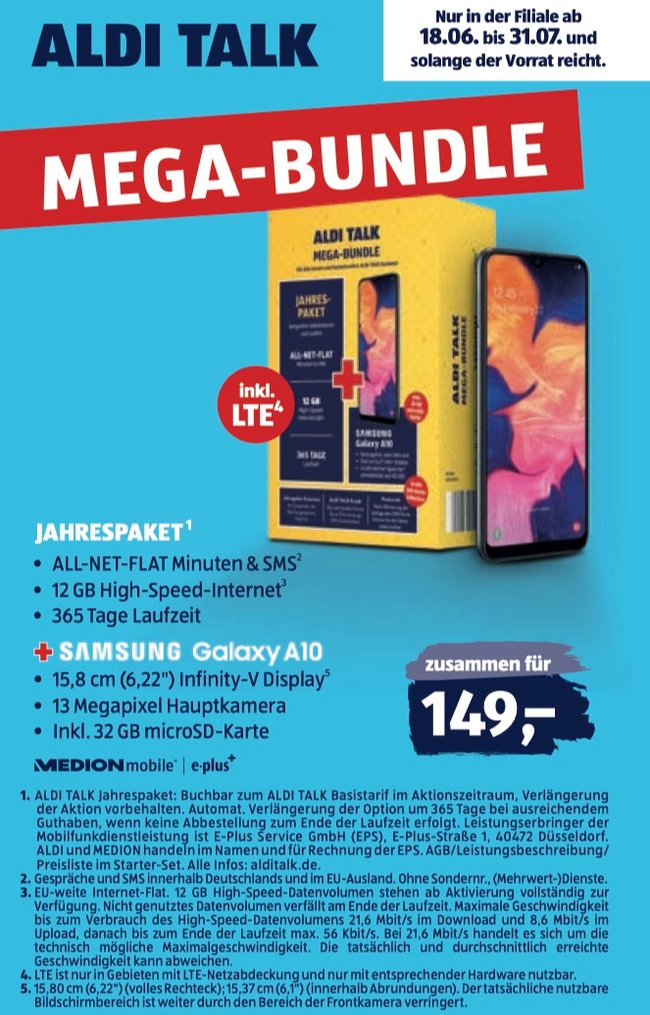 Ab heute bei Aldi Nord & Süd SamsungHandy mit Jahreskarte zum Sparpreis