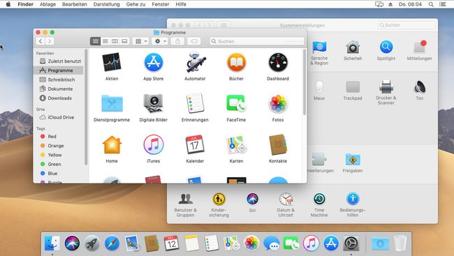 Der Desktop von macOS Mojave. Bild: GIGA
