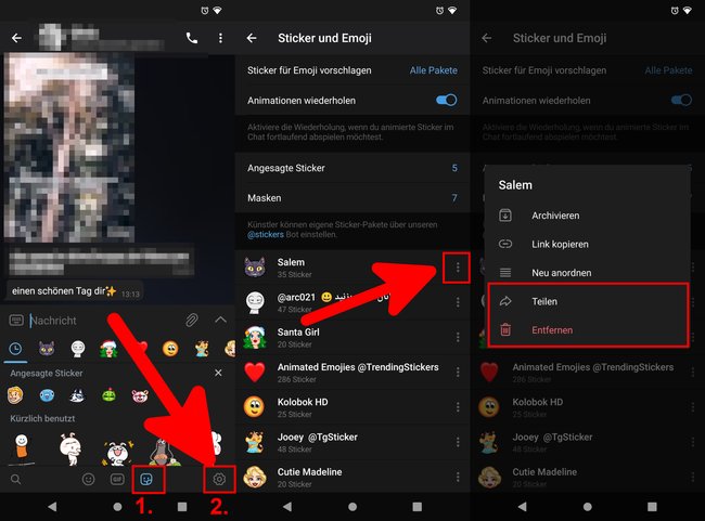So teilt oder löscht ihr Telegram-Sticker. Bild: GIGA