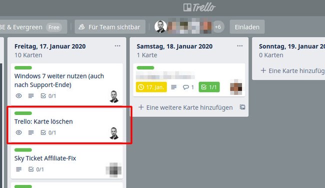 Klickt auf die zu löschende Karte. Bild: GIGA