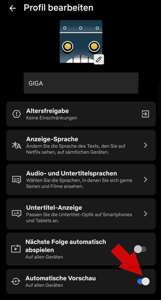 Netflix App Automatische Vorschau deaktivieren