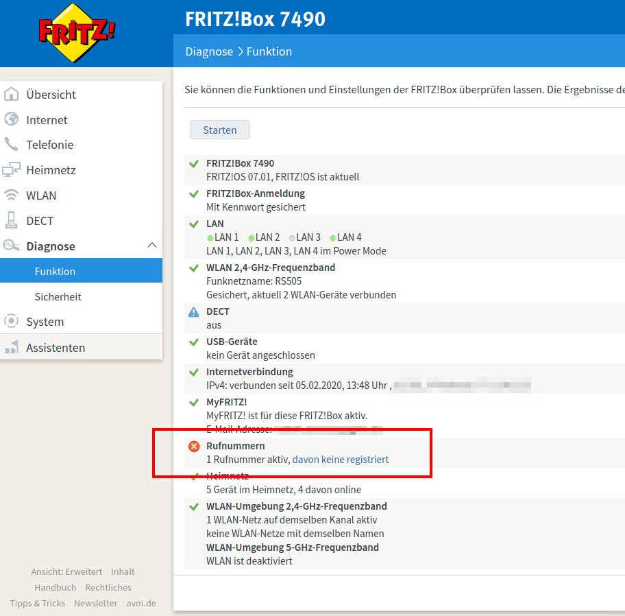 Lösung: Fritzbox – Keine Rufnummer aktiv