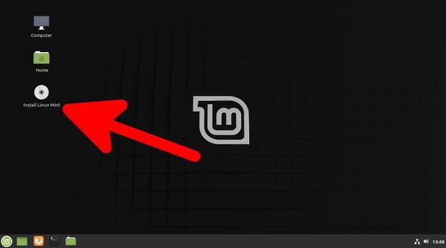 Klickt hier, um Linux Mint auf der Festplatte zu installieren. Bild: GIGA