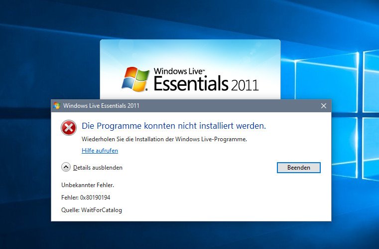 „Windows Live Mail“ lässt sich nicht in Windows 10 installieren. Bild: GIGA
