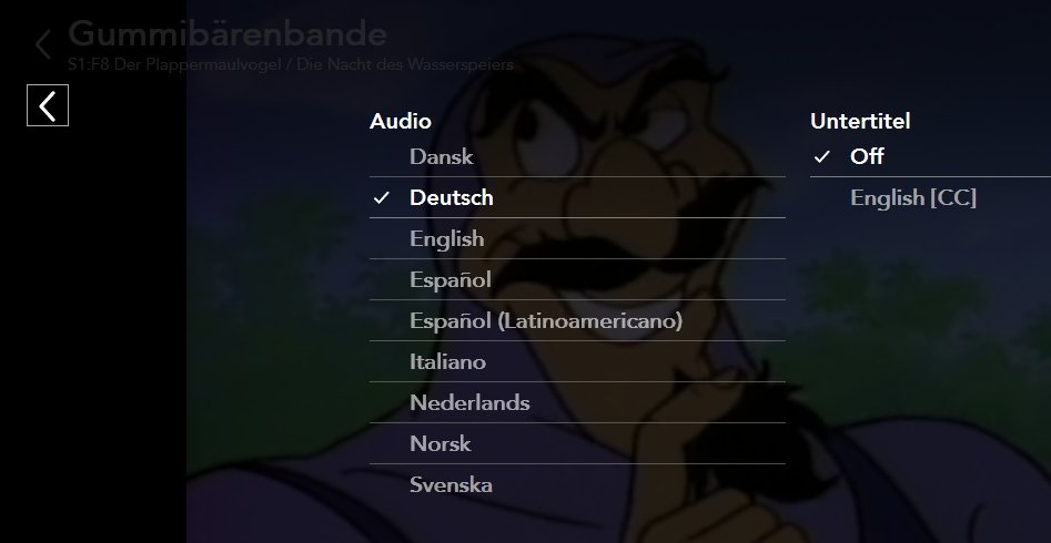 Gerade ältere Serien bieten häufig keine deutschen Untertitel (Screenshot: Disney+)