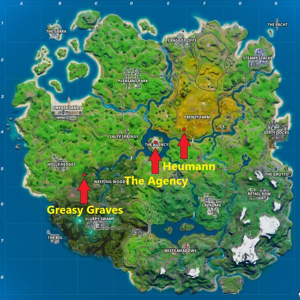 Fortnite: Heumann, Greasy Graves und The Agency - Fundorte - 969 x 970 jpeg 237kB