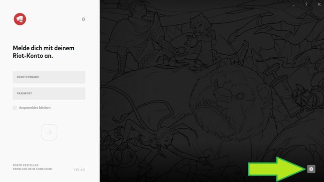 Klickt auf das Zahnrad im Riot Client, um die Sprache von Valorant zu ändern.