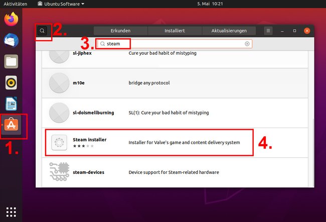So installiert ihr Steam über Ubuntus Software-Center. Bild: GIGA
