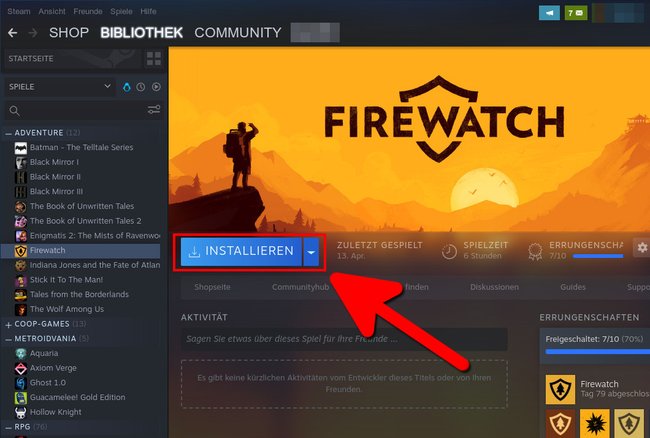 So installiert ihr ein Steam-Spiel. Bild: GIGA