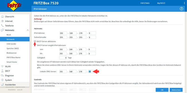 Pihole als DNS-Server Fritzbox IPv4